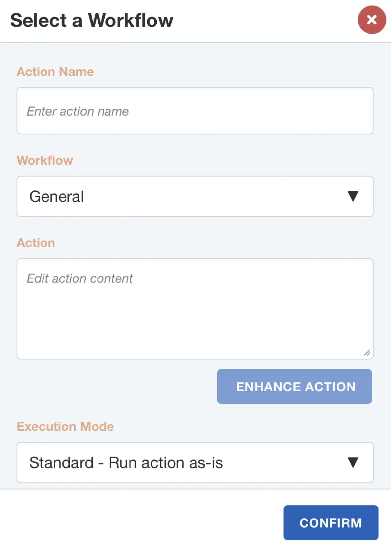 Action folders and workflows