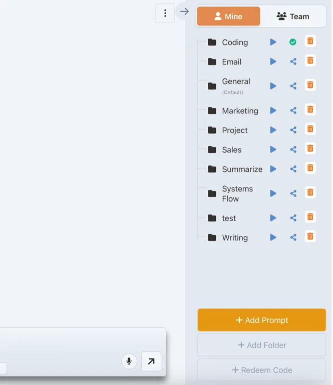Add Prompt button location