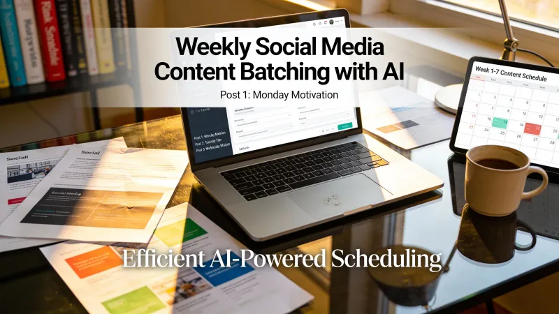 Criação em lote de conteúdo para redes sociais com IA: uma semana de posts em uma hora