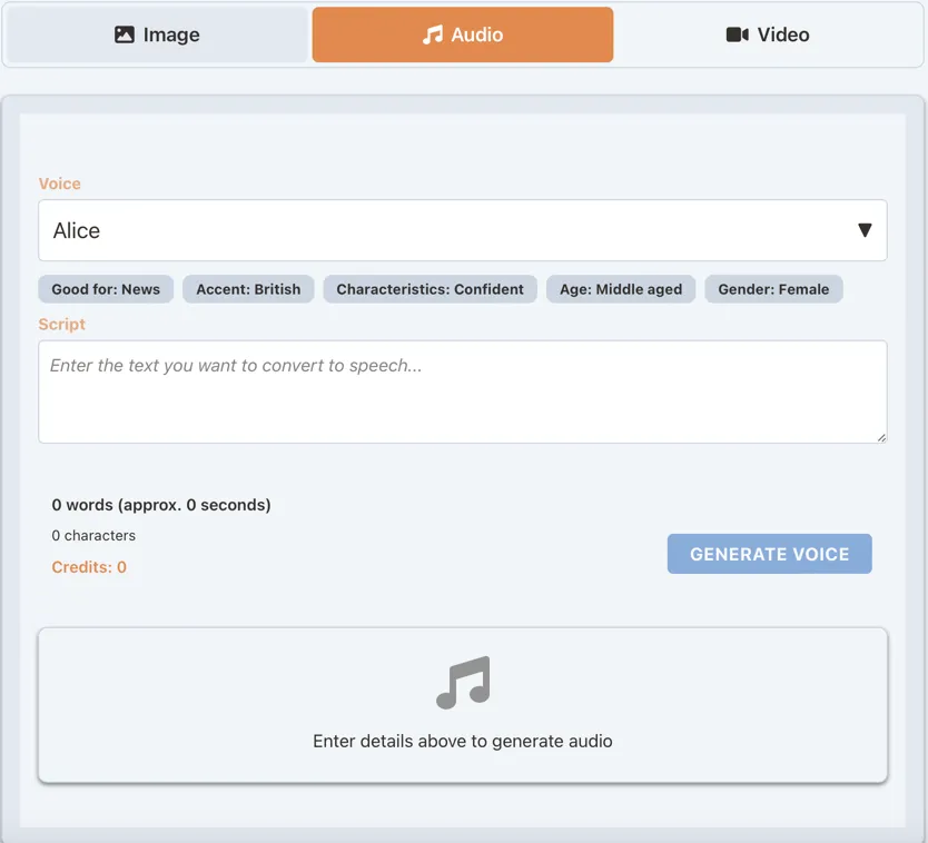 DatBot Audio Generation Interface